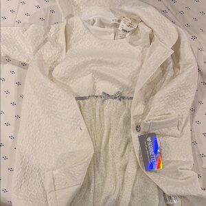Nannette White and Silver Kids Formal Dress